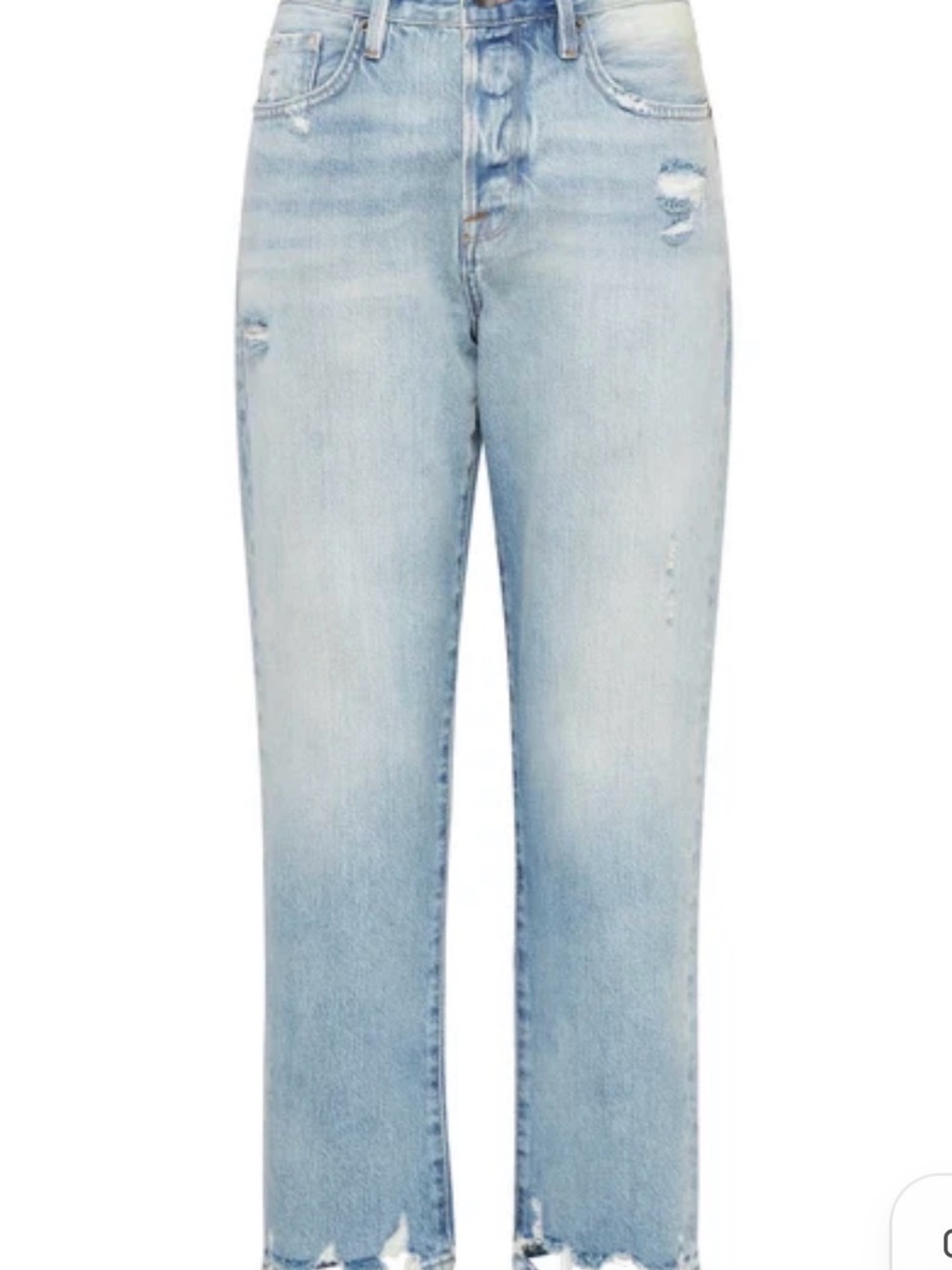 High-Rise Light Blue Cropped Straight Jeans - Women FRAME DENIM le original